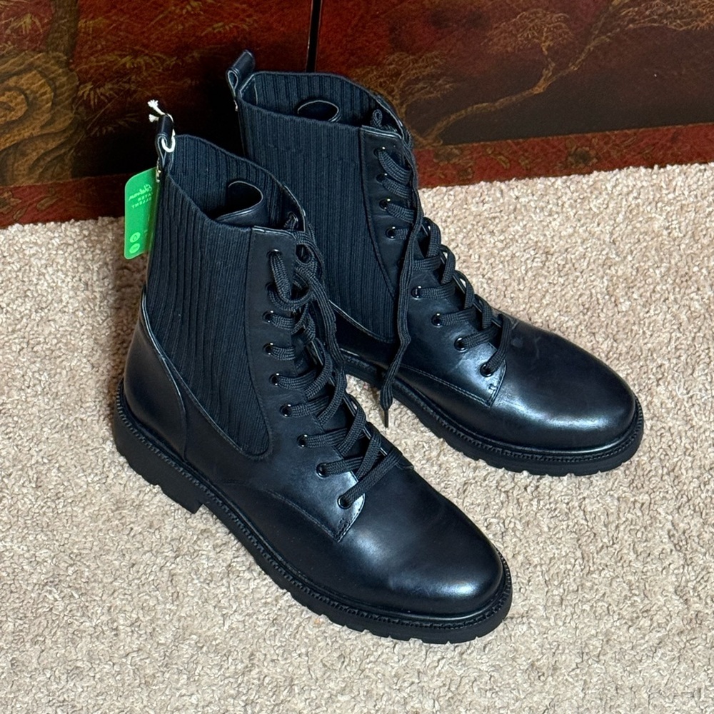 Sam Edelman Combat Black Leather Boots